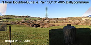 NE axial view from Ballycommane Stone Pair (& Boulder-Burial)