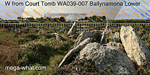 W axial view from Ballynamona Court Tomb