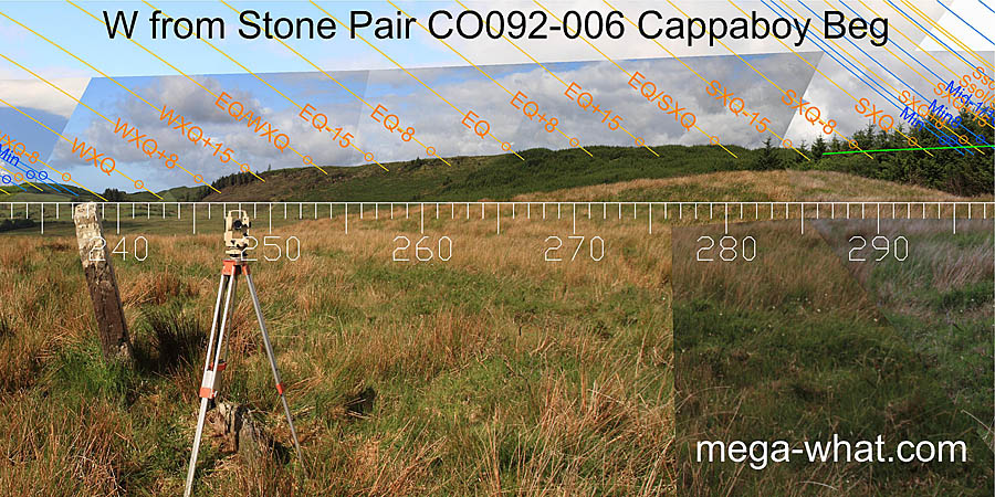 SW axial view from Cappaboy Standing Stone Pair