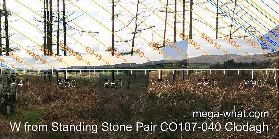 W from Clodagh Standing Stone Pair, Cork, Ireland.