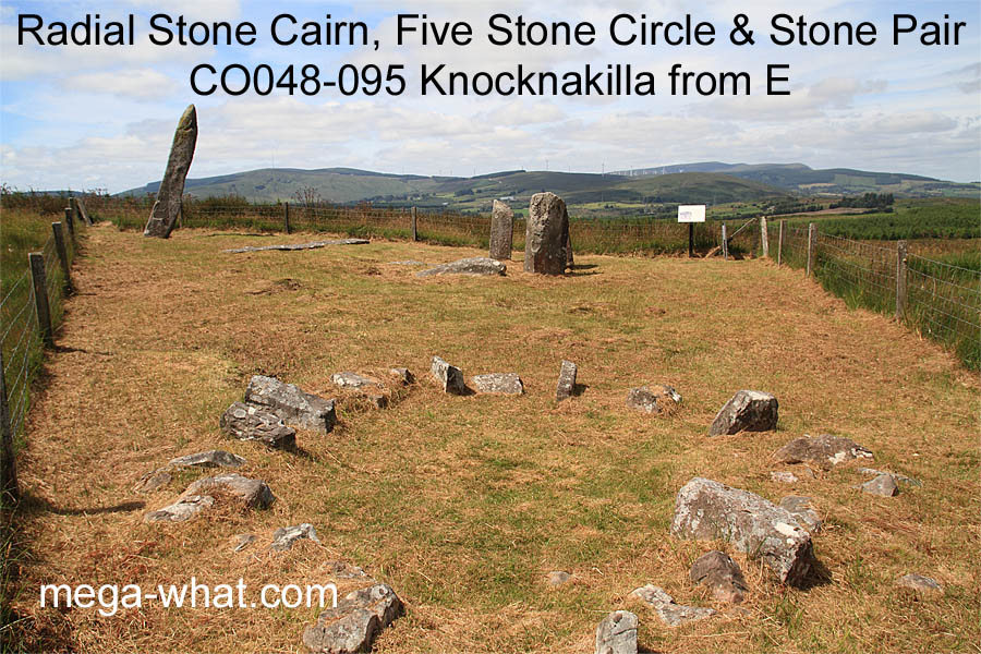 Knocknakilla Radial Stone Cairn, Stone Circle & Stone Pair from E.