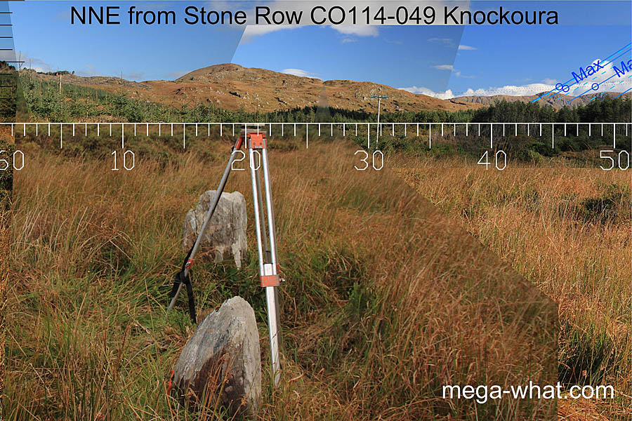 Axially NE from Knockoura Stone Row, Cork, Ireland.