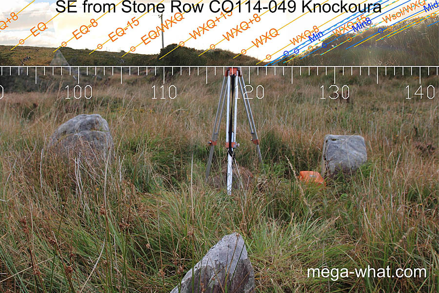 Axially SE from Knockoura Stone Row, Cork, Ireland.