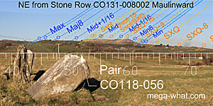 NE axial view from Maulinward Stone Row