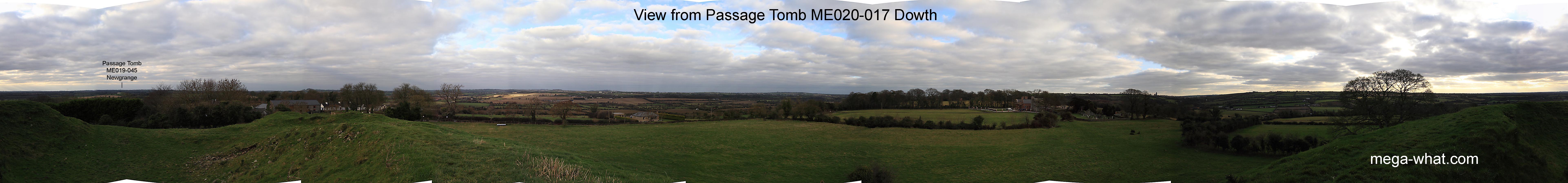 Panoramic view from Dowth Passage Tomb, Meath, Ireland.