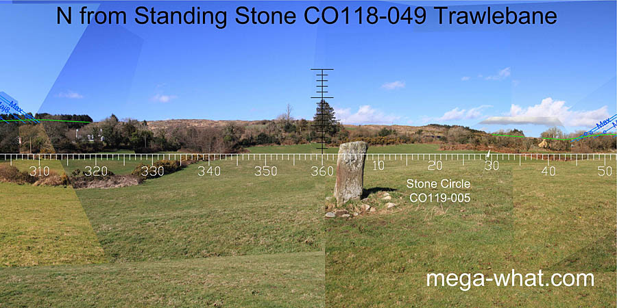 N axial view from Trawlebane Standing Stone CO118-049
