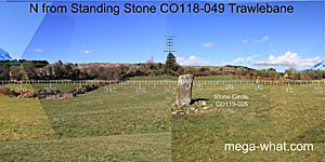N axial view from Trawlebane Standing Stone