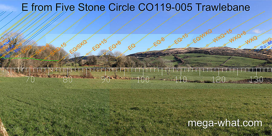 E from Trawlebane Five Stone Circle, Cork, Ireland.