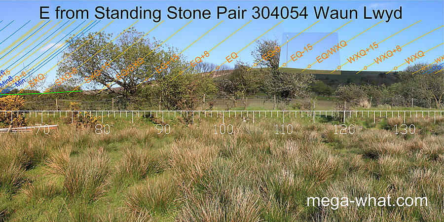 E from Waun Lwyd Standing Stone Pair, Pembrokeshire, West Wales.